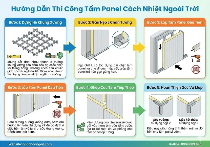Hướng Dẫn Thi Công Tấm Panel Cách Nhiệt Ngoài Trời