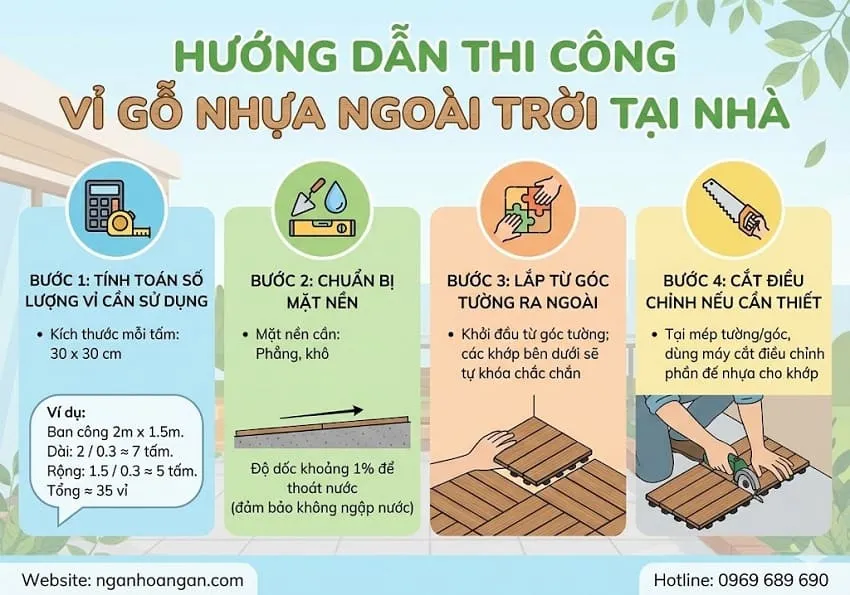 Hướng Dẫn Thi Công Vỉ Gỗ Nhựa Ngoài Trời Tại Nhà