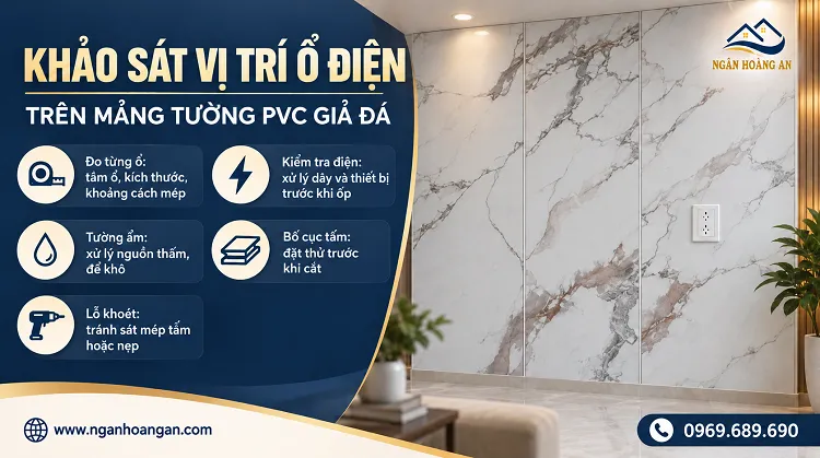 Khảo Sát Vị Trí Ổ Điện Trên Mảng Tường PVC Giả Đá