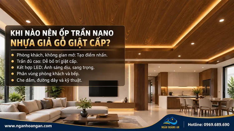 Khi Nào Nên Ốp Trần Nano Nhựa Giả Gỗ Giật Cấp?