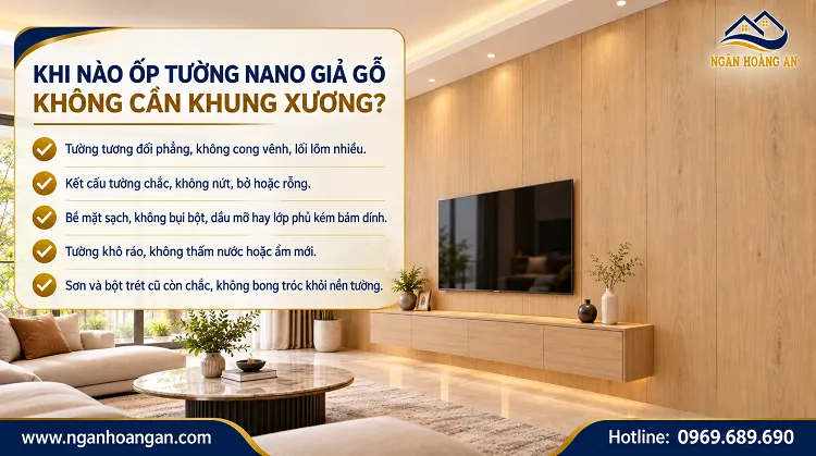 Khi Nào Ốp Tường Nano Giả Gỗ Không Cần Khung Xương?