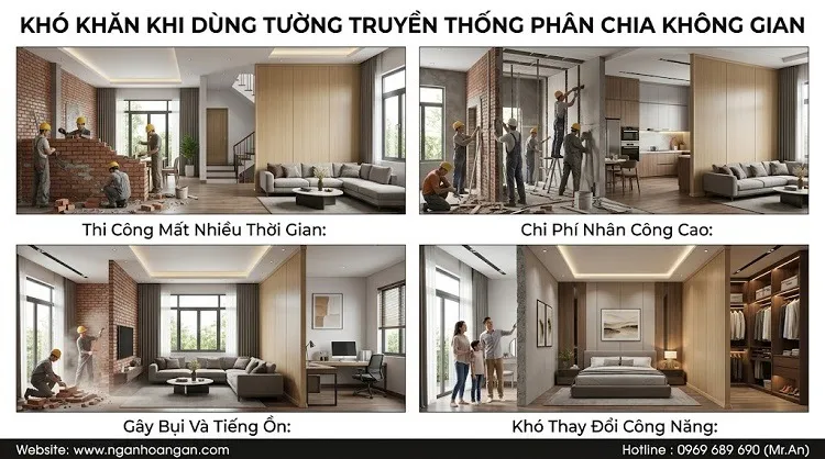 Khó Khăn Khi Dùng Tường Truyền Thống Phân Chi Không Gian Tại Phường An Lạc TPHCM