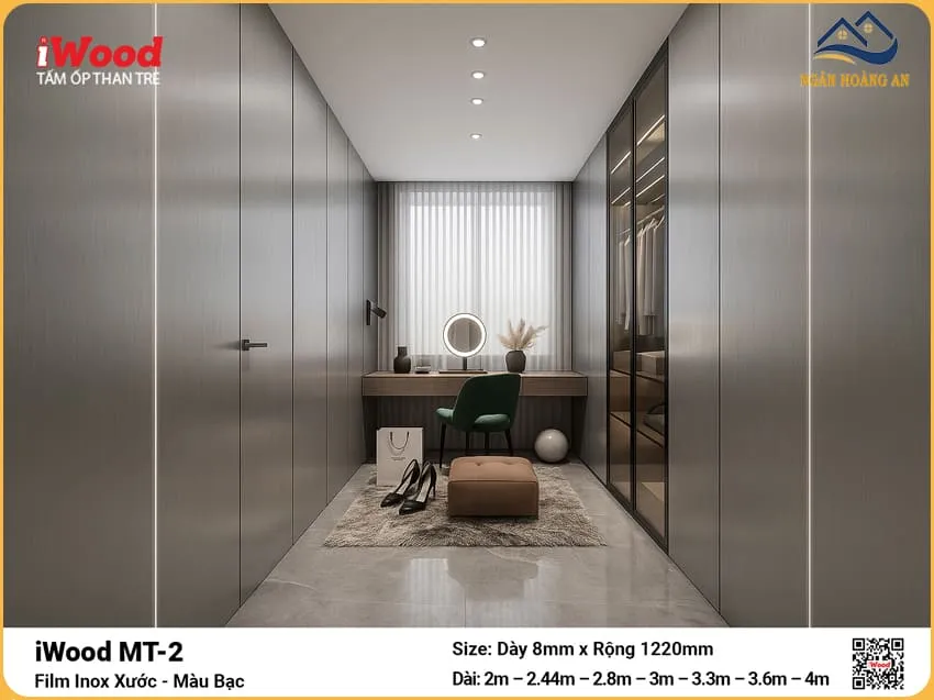 Kho Ngân Hoàng An Bán Tấm Ốp Than Tre iWood Film Inox MT-2