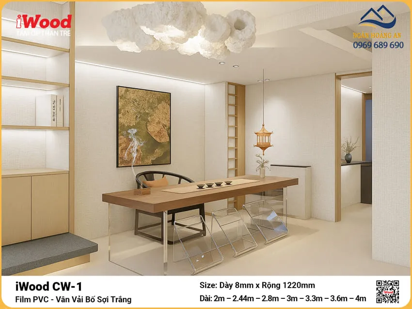 Kho Tấm Ốp Than Tre iWood CW-1 Chống Xước Vân Vải Bố Giá Rẻ