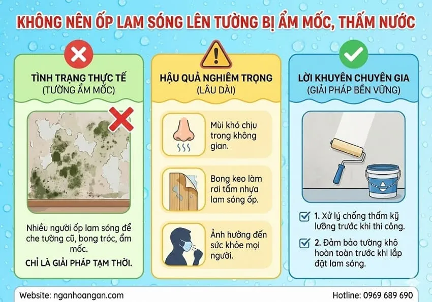 Không Nên Ốp Lam Sóng Lên Tường Bị Ẩm Mốc, Thấm Nước
