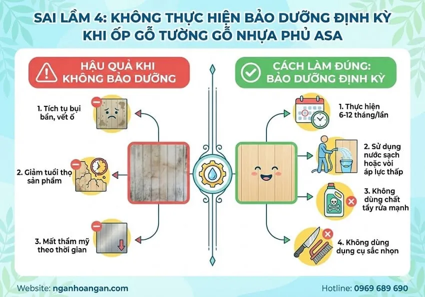 Không Thực Hiện Bảo Dưỡng Định Kỳ Khi Ốp Gỗ Tường Gỗ Nhựa Phủ ASA
