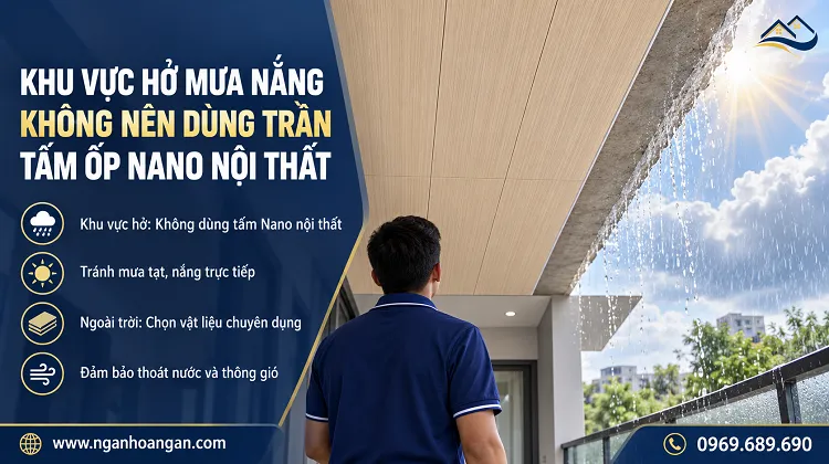 Khu Vực Hở Mưa Nắng Không Nên Dùng Trần Tấm Ốp Nano Nội Thất Khu Vực Hở Mưa Nắng Không Nên Dùng Trần Tấm Ốp Nano Nội Thất