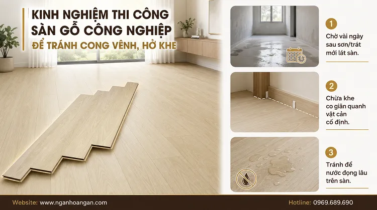 Kinh Nghiệm Thi Công Sàn Gỗ Công Nghiệp Để Tránh Cong Vênh, Hở Khe 