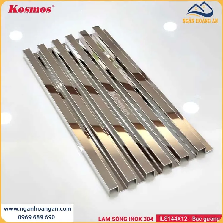 Lam 6 Sóng Inox 304 Bóng Gương Kosmos ILS144X12-BG Bạc Gương