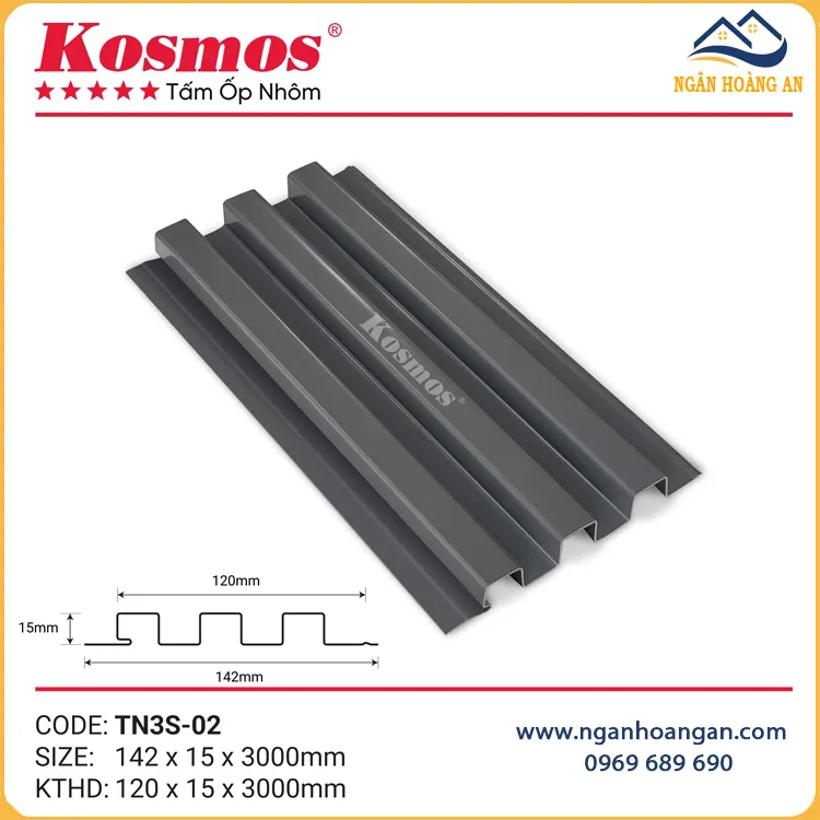 Lam Sóng Nhôm Kosmos TN3S-02 Màu Xám