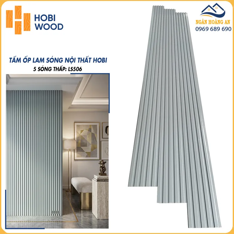 Lam Sóng Nhựa Ốp Tường Hobiwood LS506 Xám Bạc Lam Sóng Nhựa Ốp Tường Hobiwood LS506 Xám Bạc