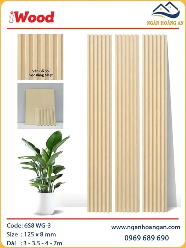 Tấm Ốp Tường Lam Sóng Than Tre Vân Gỗ Sồi Sọc Vàng Nhạt iWood 6S8 WG-3 Tấm Ốp Tường Lam Sóng Than Tre Vân Gỗ Sồi Sọc Vàng Nhạt iWood 6S8 WG-3