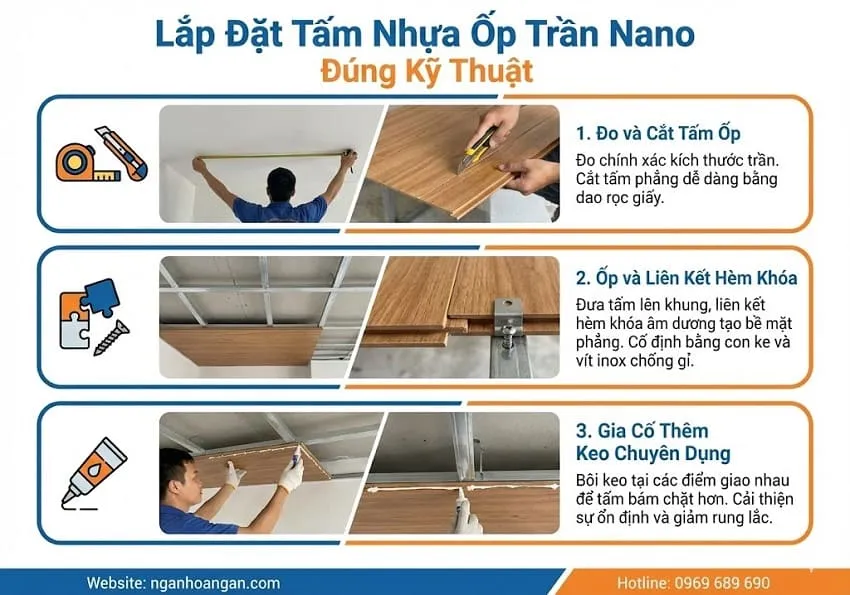 Lắp Đặt Tấm Nhựa Ốp Trần Nano Đúng Kỹ Thuật