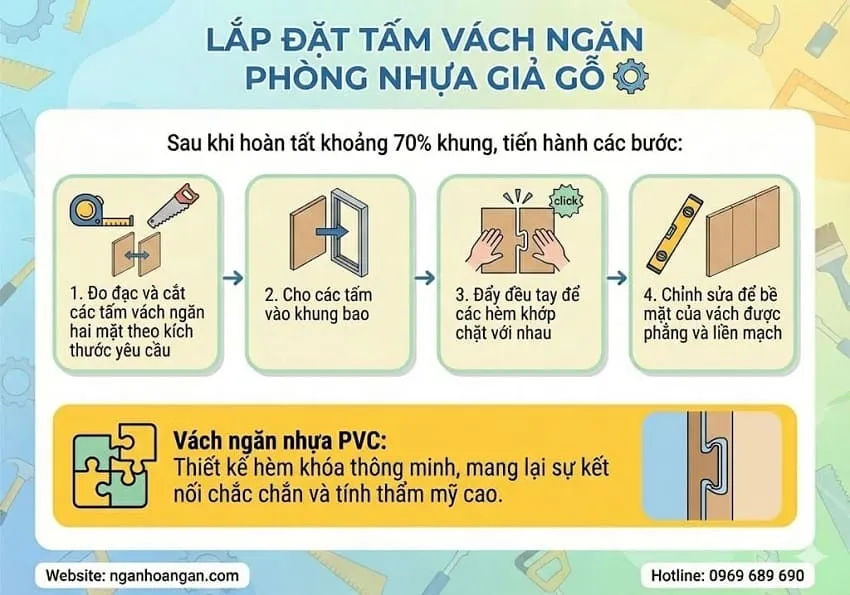 Lắp Đặt Tấm Vách Ngăn Phòng Nhựa Giả Gỗ