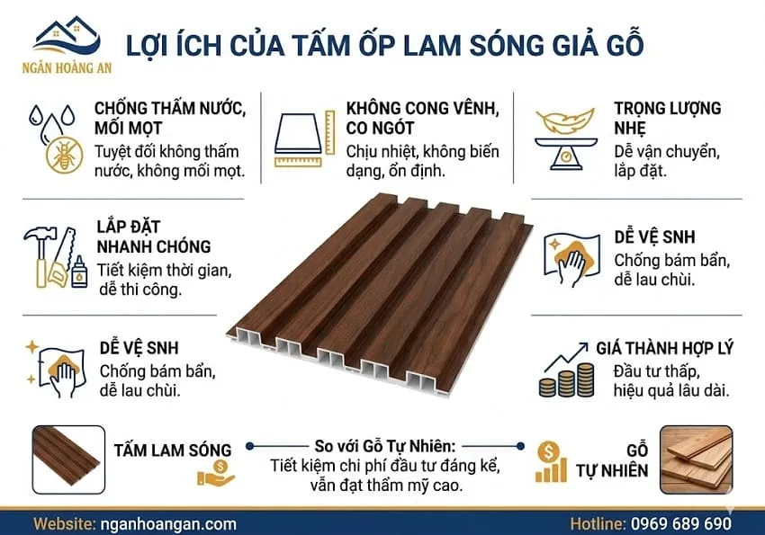 Lợi Ích Khi Sử Dụng Tấm Ốp Lam Sóng Giả Gỗ