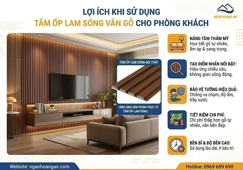 Lợi Ích Khi Sử Dụng Tường Lam Sóng Vân Gỗ Cho Phòng Khách