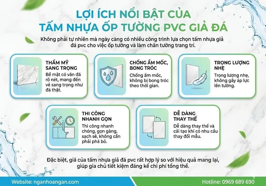 Lợi Ích Nổi Bật Của Tấm Nhựa Ốp Tường PVC Giả Đá