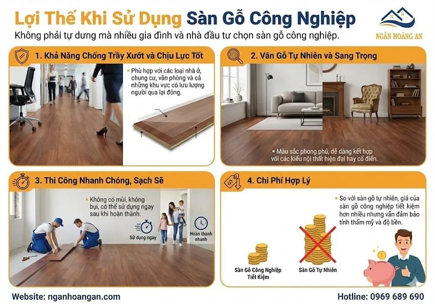 Lợi Thế Khi Sử Dụng Sàn Gỗ Công Nghiệp 