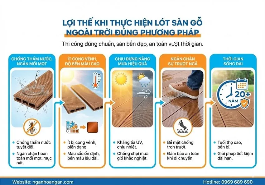 Lợi Thế Khi Thực Hiện Lót Sàn Gỗ Ngoài Trời Đúng Phương Pháp
