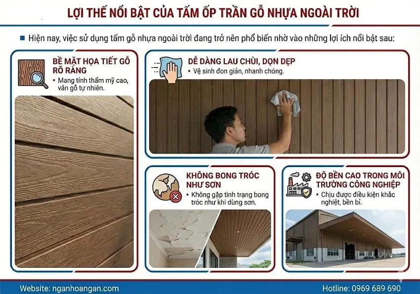 Lợi Thế Nổi Bật Của Tấm Ốp Trần Gỗ Nhựa Ngoài Trời