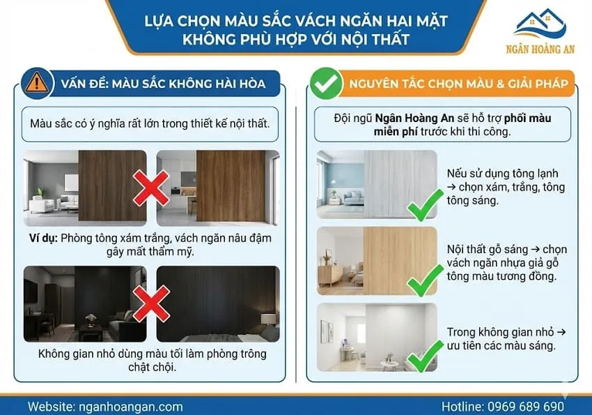 Lựa Chọn Màu Sắc Vách Ngăn Hai Mặt Không Phù Hợp Với Nội Thất