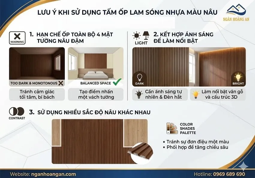 Lưu Ý Khi Sử Dụng Tấm Nhựa Lam Sóng Ốp Tường Màu Nâu