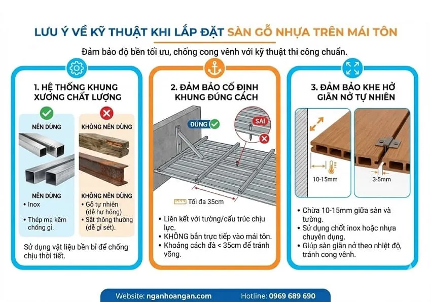 Lưu Ý Về Kỹ Thuật Khi Lắp Đặt Trên Mái Tôn