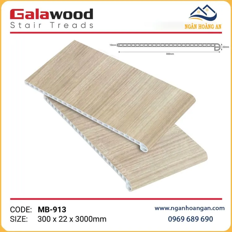 Mặt Bậc Cầu Thang Nhựa PVC Giả Gỗ Galawood MB-913 Mặt Bậc Cầu Thang Nhựa PVC Giả Gỗ Galawood MB-913