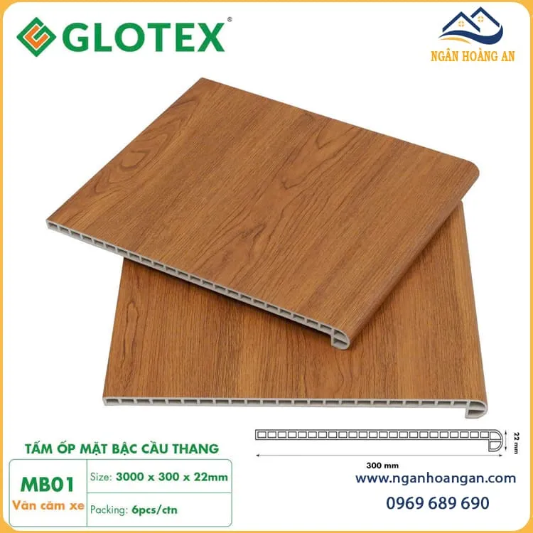 Mặt Bậc Cầu Thang Nhựa PVC Giả Gỗ Glotex MB01