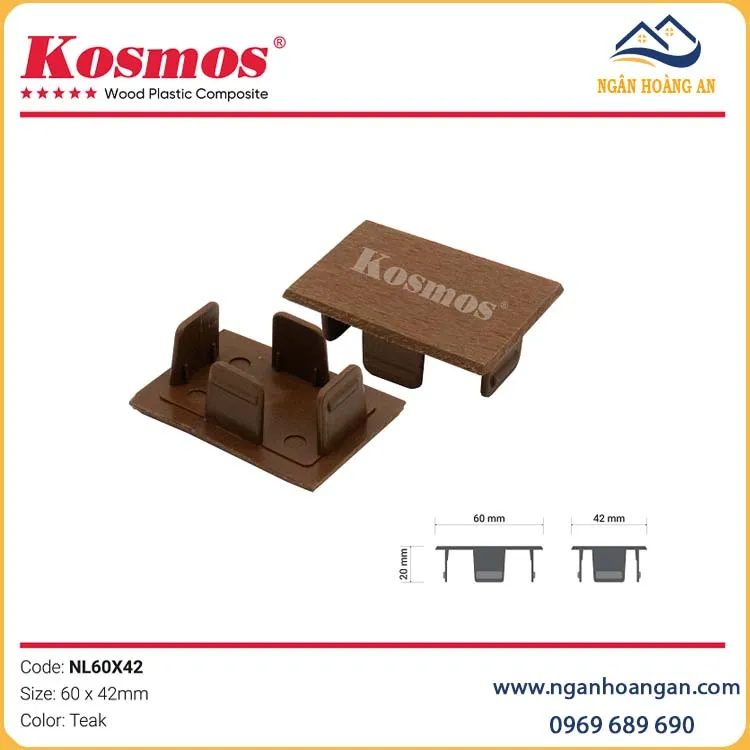 Nắp Chụp Đầu Thanh Lam Hộp Kosmos NL60X42 Teak