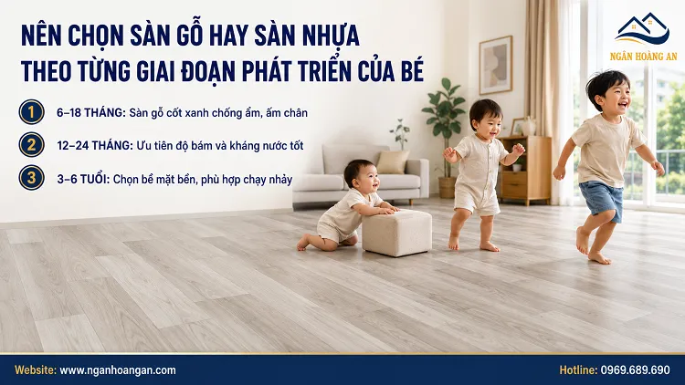 Nên Chọn Sàn Gỗ Hay Sàn Nhựa Theo Từng Giai Đoạn Phát Triển Của Bé