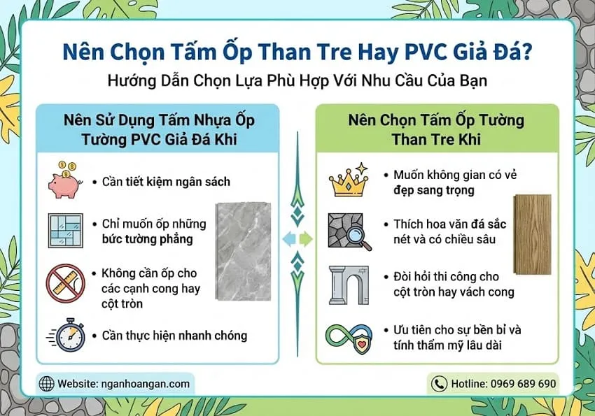 Nên Chọn Tấm Ốp Than Tre Hay PVC Giả Đá?