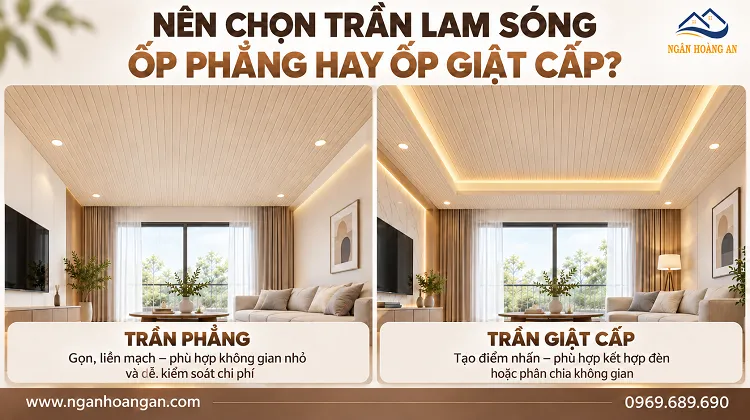 Nên Chọn Trần Lam Sóng Ốp Phẳng Hay Ốp Giật Cấp?