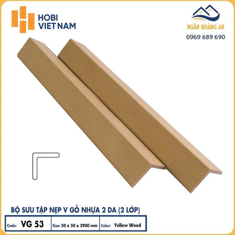 Nẹp Chữ V Gỗ Nhựa Ngoài Trời 2 Da Hobiwood VG53 Yellow Wood