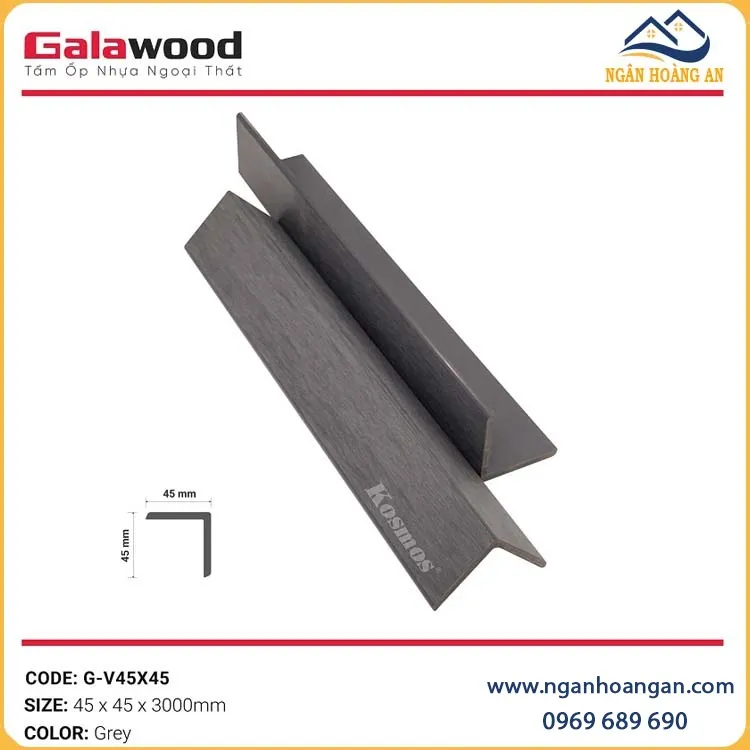 Nẹp Chữ V Gỗ Nhựa Ngoài Trời ASA Galawood G- V45X45 Grey Nẹp Chữ V Gỗ Nhựa Ngoài Trời ASA Galawood G- V45X45 Grey