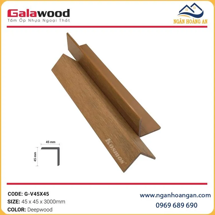 Nẹp Chữ V Gỗ Nhựa Phủ ASA Galawood G-V45X45 Deepwood Nẹp Chữ V Gỗ Nhựa Phủ ASA Galawood G-V45X45 Deepwood