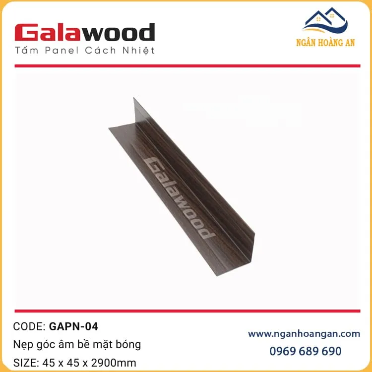 Nẹp Góc Trong Trang Trí Tấm Panel GAPN-04 Màu Nâu Walnut
