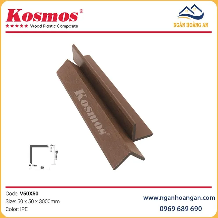 Nẹp Góc V Gỗ Nhựa 2 Lớp Phủ Polymer Kosmos V50X50 IPE Nẹp Góc V Gỗ Nhựa 2 Lớp Phủ Polymer Kosmos V50X50 IPE