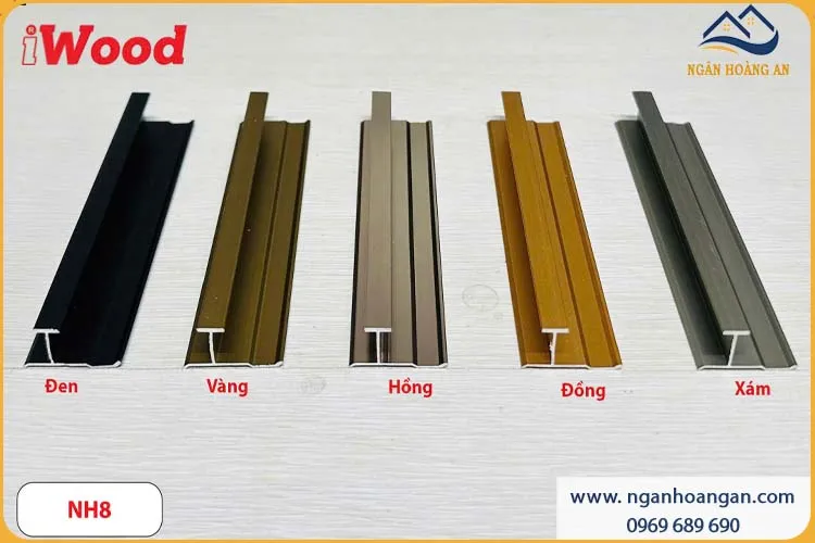 Nẹp Nhôm Chữ H Tấm Ốp Than Tre iWood NH8