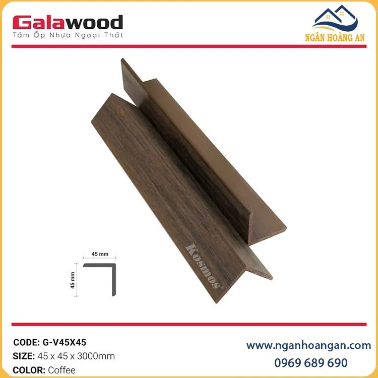 Nẹp V Gỗ Nhựa Ngoài Trời Phủ ASA Galawood G-V45X45 Coffee