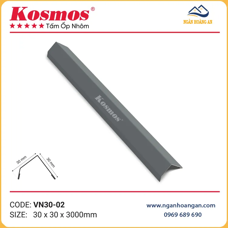 Nẹp V Nhôm Hợp Kim Kosmos VN30-02 Màu Xám