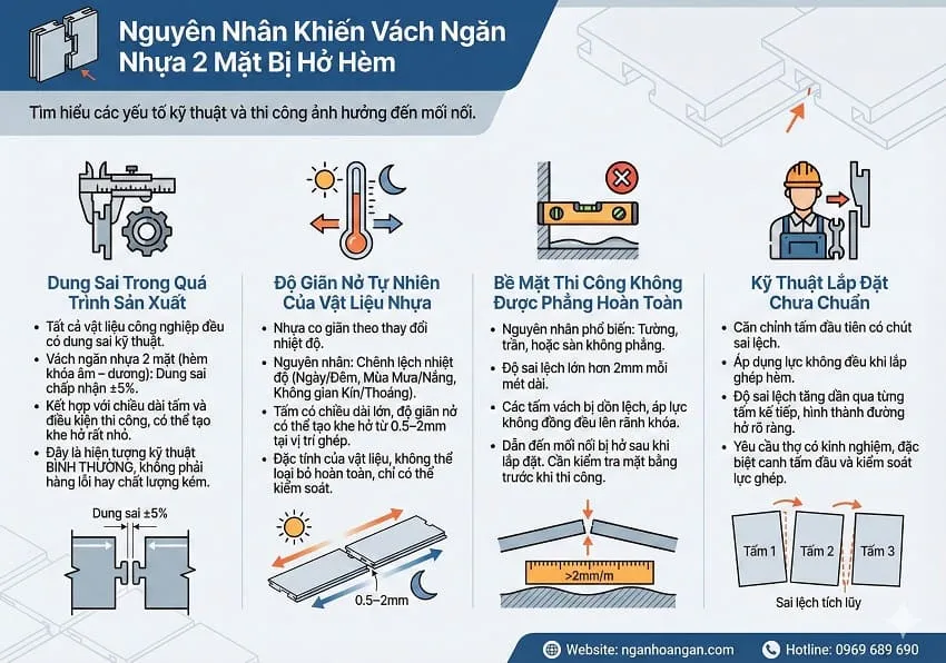 Nguyên Nhân Khiến Vách Ngăn Nhựa 2 Mặt Bị Hở Hèm
