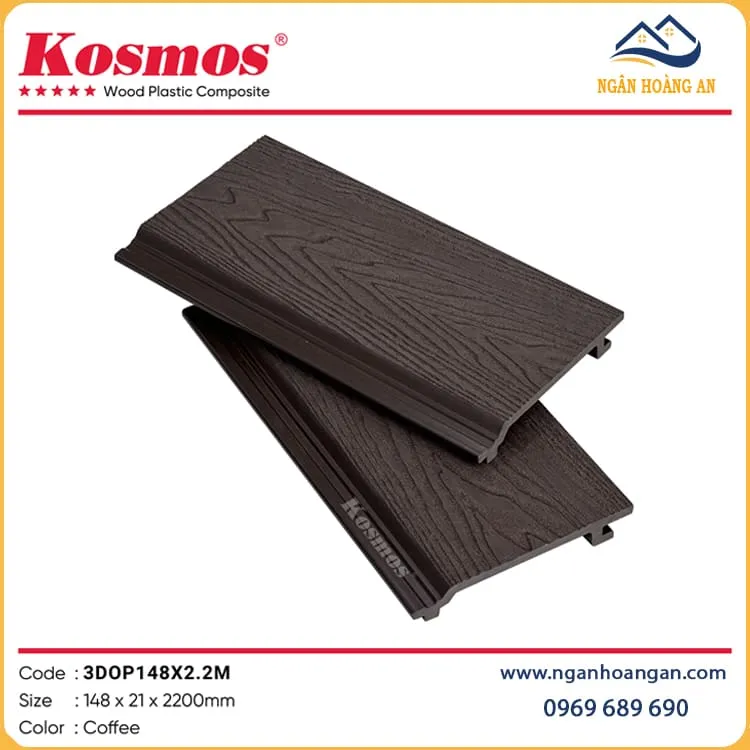 Tấm Ốp Gỗ Nhựa Ngoài trời Kosmos 3DOP148X2.2M Coffee