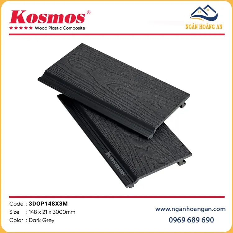 Tấm Ốp Tường Ngoài Trời Kosmos 3DOP148X3M  Dark Grey