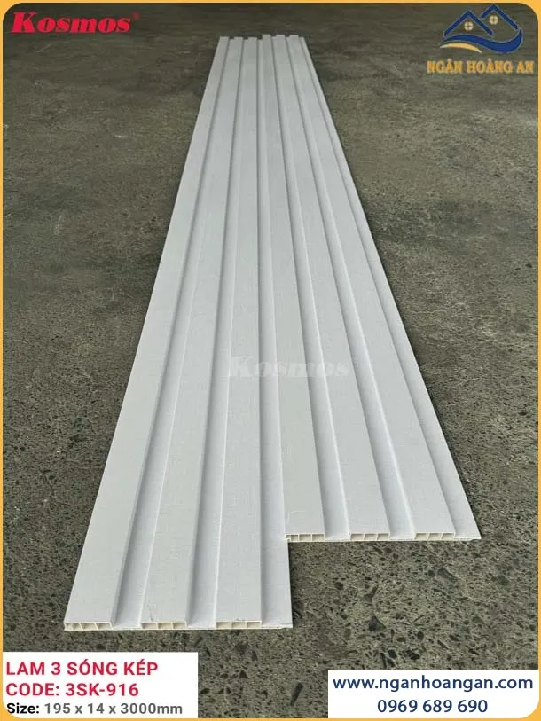 Tấm Ốp Trần Lam 3 Sóng Chân Kép Kosmos 3SK-916
