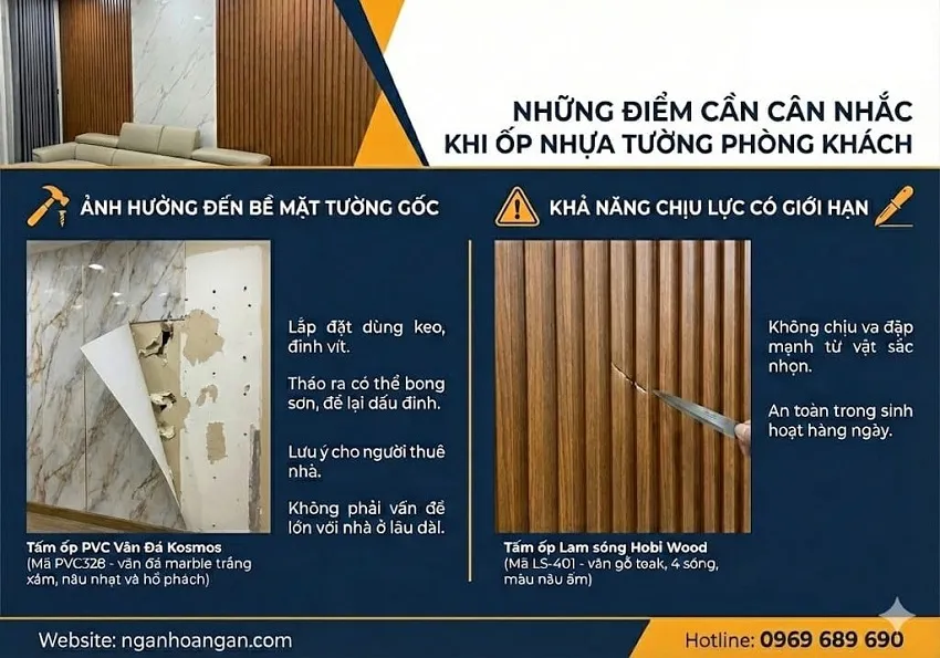 Những Điểm Cần Cân Nhắc Khi Ốp Nhựa Tường Phòng Khách