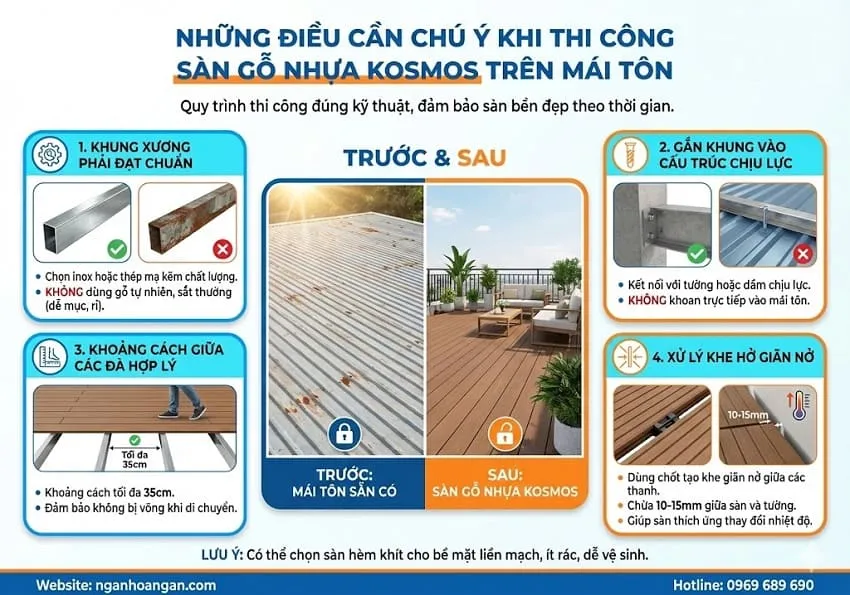 Những Điều Cần Chú Ý Khi Thi Công Sàn Gỗ Nhựa Trên Mái Tôn Những Điều Cần Chú Ý Khi Thi Công Sàn Gỗ Nhựa Trên Mái Tôn