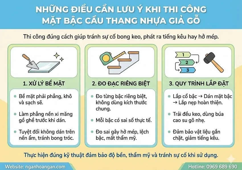Những Điều Cần Lưu Ý Khi Thi Công Mặt Bậc Cầu Thang Nhựa Giả Gỗ