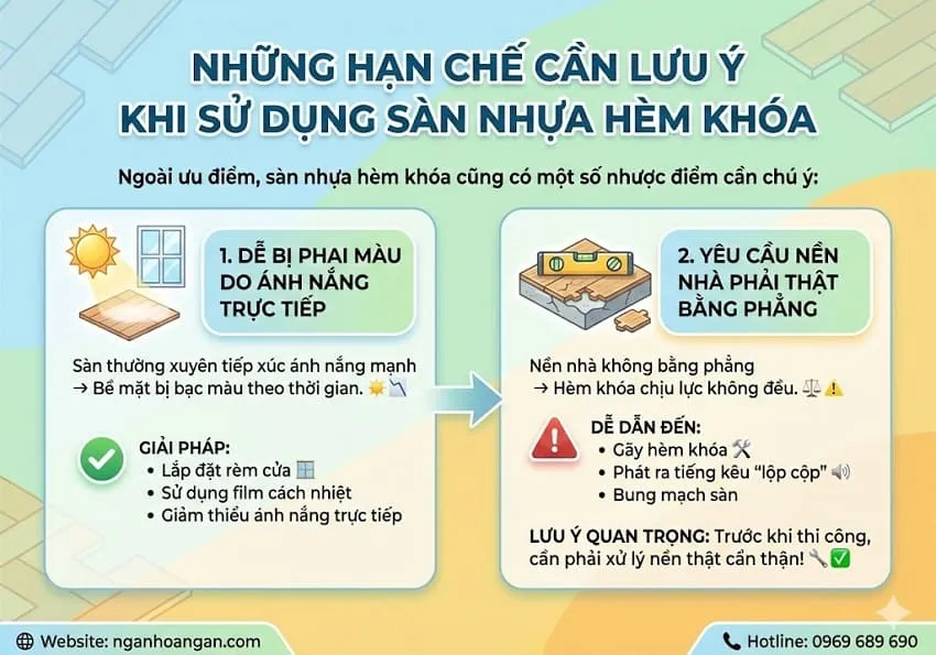Những Hạn Chế Cần Lưu Ý Khi Sử Dụng Sàn Nhựa Hèm Khóa