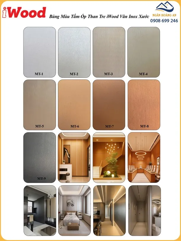 Những Mẫu Tấm Ốp Than Tre iWood Vân Inox Xước